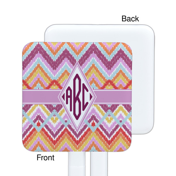 Ikat Chevron White Plastic Stir Stick - Single Sided - Square - Approval