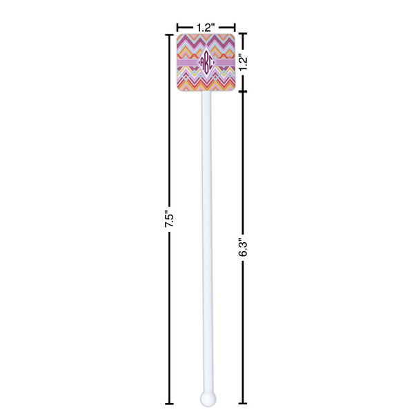 Ikat Chevron White Plastic Stir Stick - Square - Dimensions