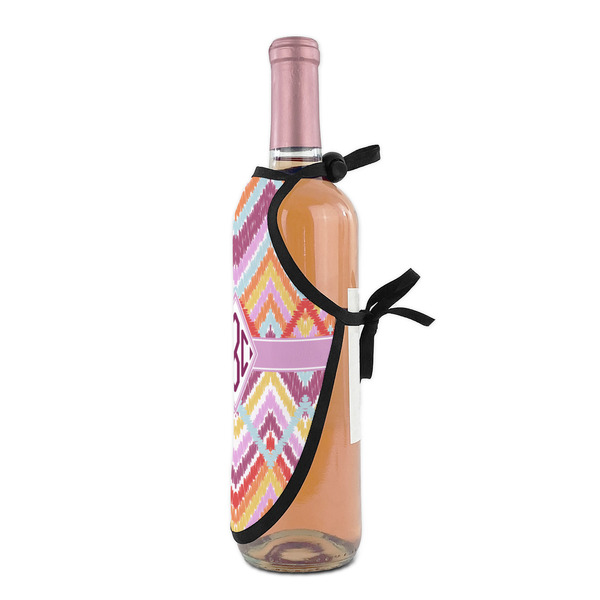 Ikat Chevron Wine Bottle Apron - DETAIL WITH CLIP ON NECK