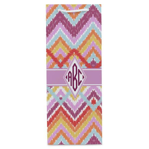 Ikat Chevron Wine Gift Bag - Matte - Front