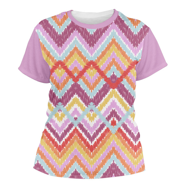 Custom Ikat Chevron Women's Crew T-Shirt - 2X Large