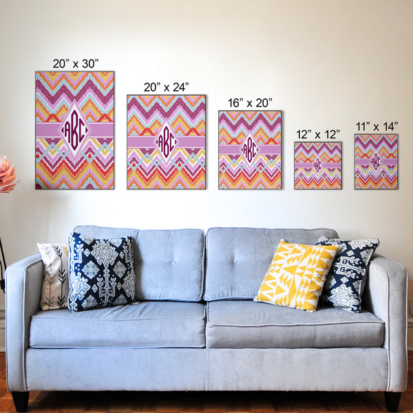 Ikat Chevron Wood Prints - Size Comparison