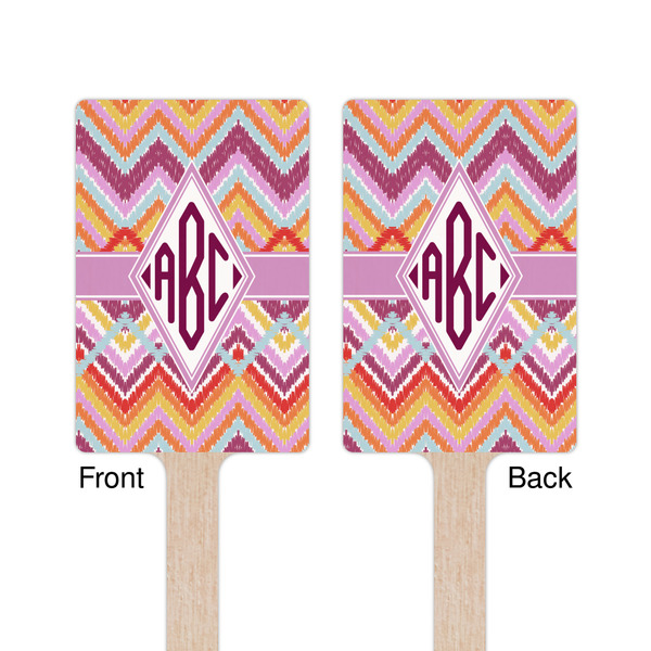 Ikat Chevron Wooden 6.25" Stir Stick - Rectangular - Double Sided - Front & Back