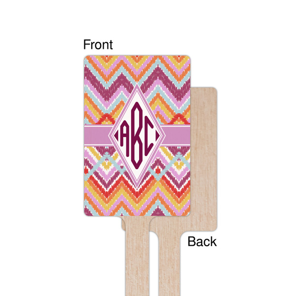 Ikat Chevron Wooden 6.25" Stir Stick - Rectangular - Single - Front & Back