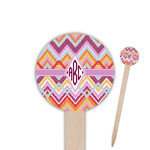 Ikat Chevron 6" Round Wooden Food Picks - Single Sided (Personalized)