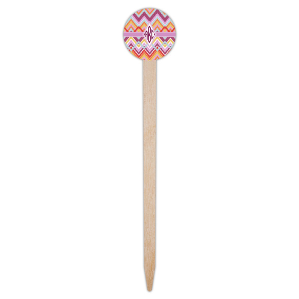 Ikat Chevron Wooden 6" Food Pick - Round - Single Pick