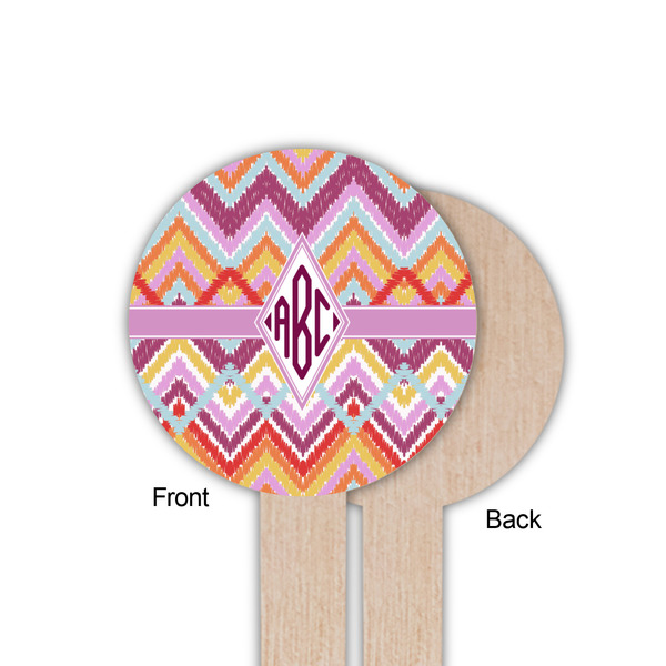 Ikat Chevron Wooden 6" Food Pick - Round - Single Sided - Front & Back
