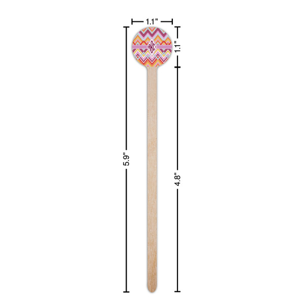 Ikat Chevron Wooden 6" Stir Stick - Round - Dimensions