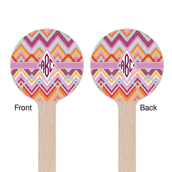 Ikat Chevron Wooden 6" Stir Stick - Round - Double Sided - Front & Back