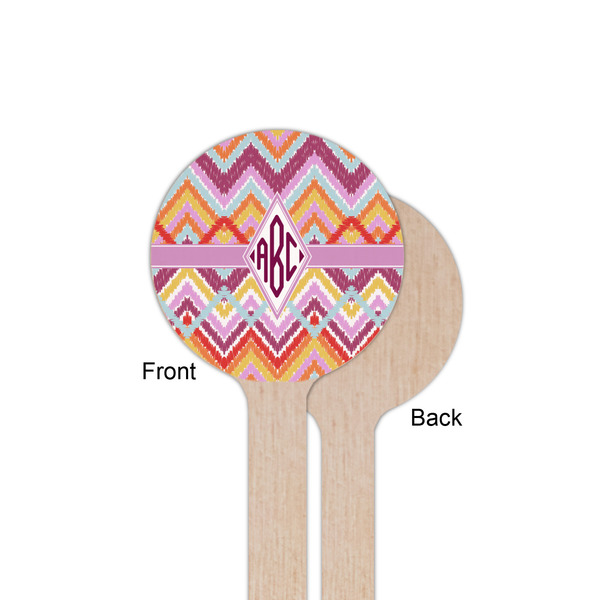 Ikat Chevron Wooden 6" Stir Stick - Round - Single Sided - Front & Back
