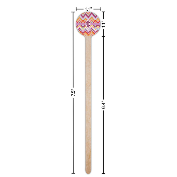 Ikat Chevron Wooden 7.5" Stir Stick - Round - Dimensions