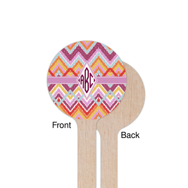 Ikat Chevron Wooden 7.5" Stir Stick - Round - Single Sided - Front & Back
