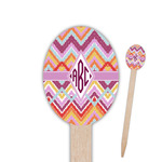 Ikat Chevron Oval Wooden Food Picks (Personalized)