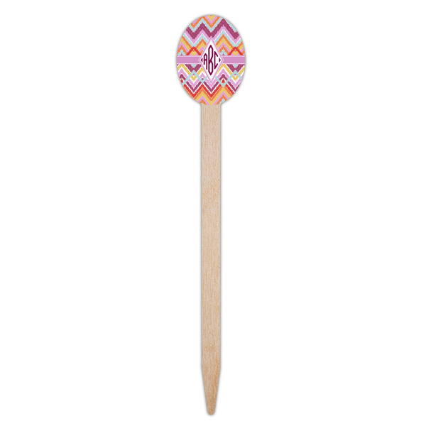 Ikat Chevron Wooden Food Pick - Oval - Single Pick