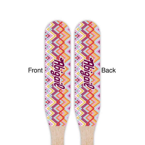 Ikat Chevron Wooden Food Pick - Paddle - Double Sided - Front & Back