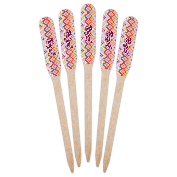 Ikat Chevron Wooden Food Pick - Paddle - Fan View