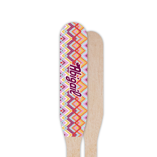 Ikat Chevron Wooden Food Pick - Paddle - Single Sided - Front & Back