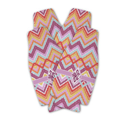 Ikat Chevron Zipper Bottle Cooler - Set of 4 (Personalized)