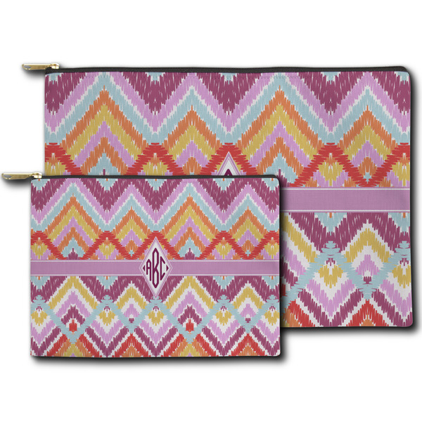 Ikat Chevron Zippered Pouches - Size Comparison