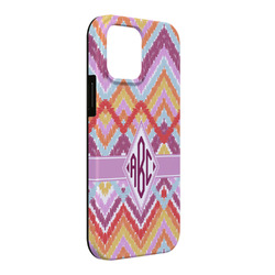 Ikat Chevron iPhone Case - Rubber Lined - iPhone 13 Pro Max (Personalized)
