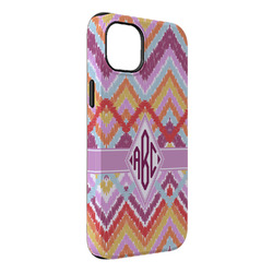Ikat Chevron iPhone Case - Rubber Lined - iPhone 14 Plus (Personalized)