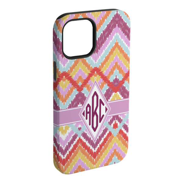 Custom Ikat Chevron iPhone Case - Rubber Lined - iPhone 15 Pro Max (Personalized)