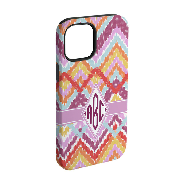 Custom Ikat Chevron iPhone Case - Rubber Lined - iPhone 15 Pro (Personalized)