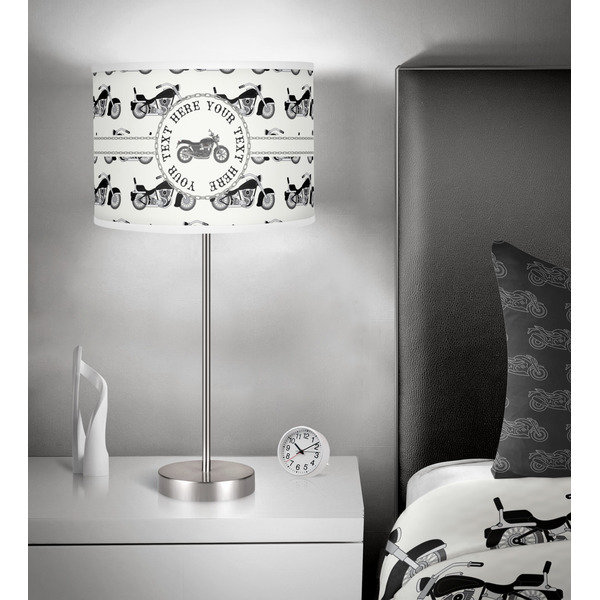 Motorcycle 13 inch drum lamp shade - in room