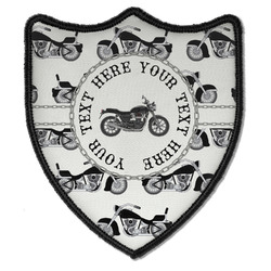 Motorcycle Iron On Shield Patch B w/ Name or Text