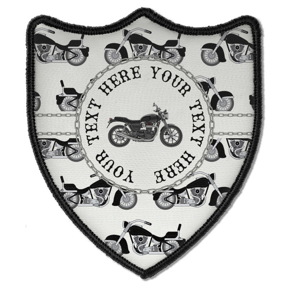 Custom Motorcycle Iron On Shield Patch B w/ Name or Text