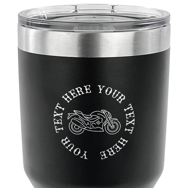 Motorcycle 30 oz Stainless Steel Ringneck Tumbler - Black - CLOSE UP