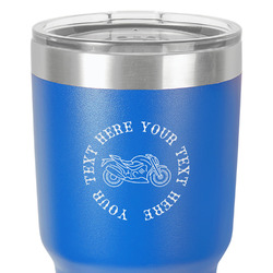 Motorcycle 30 oz Stainless Steel Tumbler - Royal Blue - Single-Sided (Personalized)