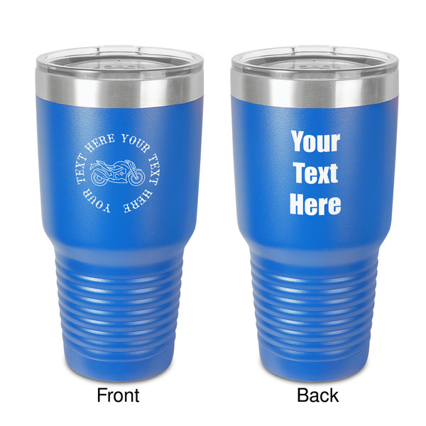 Custom Motorcycle 30 oz Stainless Steel Tumbler - Royal Blue - Double-Sided (Personalized)