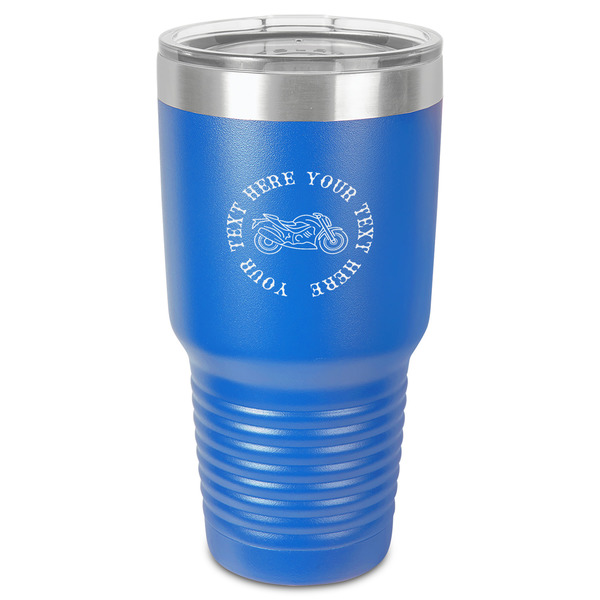 Custom Motorcycle 30 oz Stainless Steel Tumbler - Royal Blue - Single-Sided (Personalized)