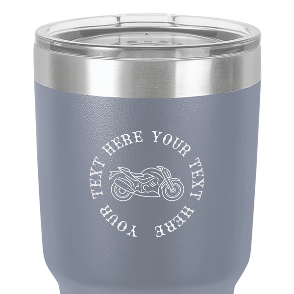 Motorcycle 30 oz Stainless Steel Ringneck Tumbler - Grey - Close Up