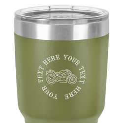 Motorcycle 30 oz Stainless Steel Tumbler - Olive - Double-Sided (Personalized)