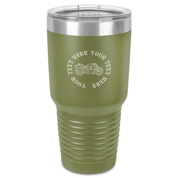 Custom Motorcycle 30 oz Stainless Steel Tumbler - Olive - Single-Sided (Personalized)