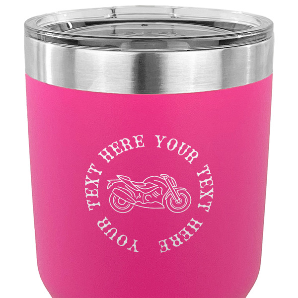 Motorcycle 30 oz Stainless Steel Ringneck Tumbler - Pink - CLOSE UP