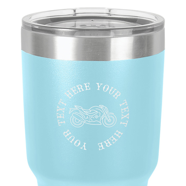 Motorcycle 30 oz Stainless Steel Ringneck Tumbler - Teal - Close Up