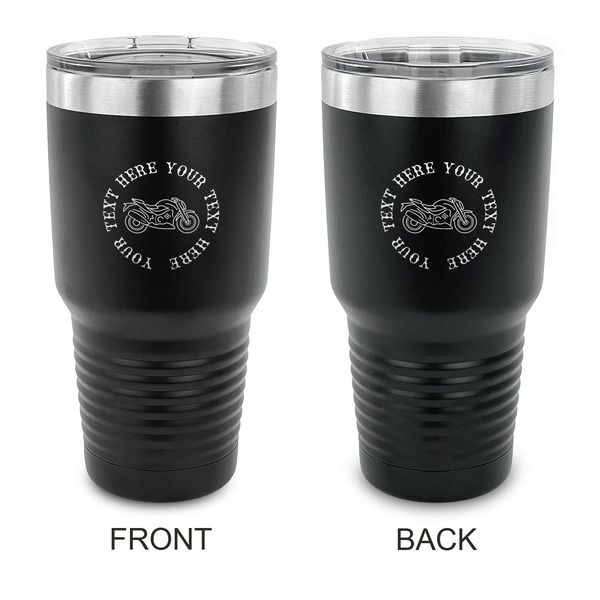 Custom Motorcycle 30 oz Stainless Steel Tumbler - Black - Double Sided (Personalized)
