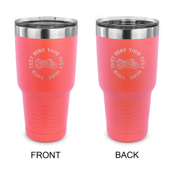 Custom Motorcycle 30 oz Stainless Steel Tumbler - Coral - Double Sided (Personalized)