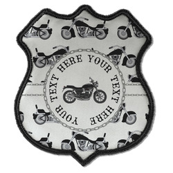 Motorcycle Iron On Shield Patch C w/ Name or Text