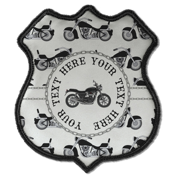 Custom Motorcycle Iron On Shield Patch C w/ Name or Text