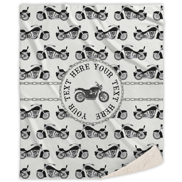 Custom Motorcycle Sherpa Throw Blanket (Personalized)