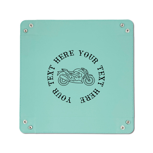 Motorcycle 6" x 6" Teal Leatherette Snap Up Tray - APPROVAL