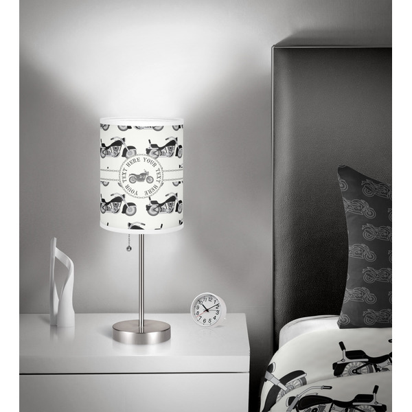Motorcycle 7 inch drum lamp shade - in room