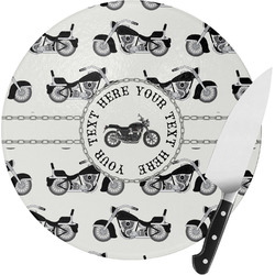 Motorcycle Round Glass Cutting Board - Small (Personalized)