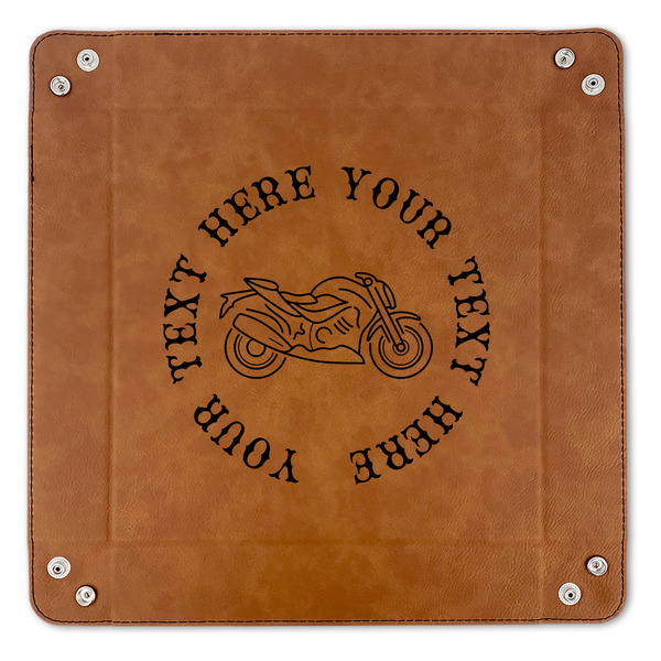 Motorcycle 9" x 9" Leatherette Snap Up Tray - APPROVAL (FLAT)