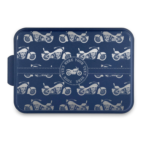 Custom Motorcycle Aluminum Baking Pan with Navy Lid (Personalized)