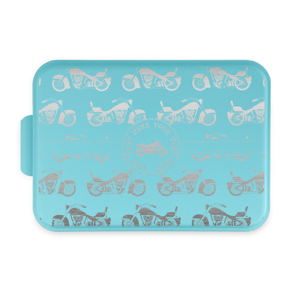 Custom Motorcycle Aluminum Baking Pan with Teal Lid (Personalized)